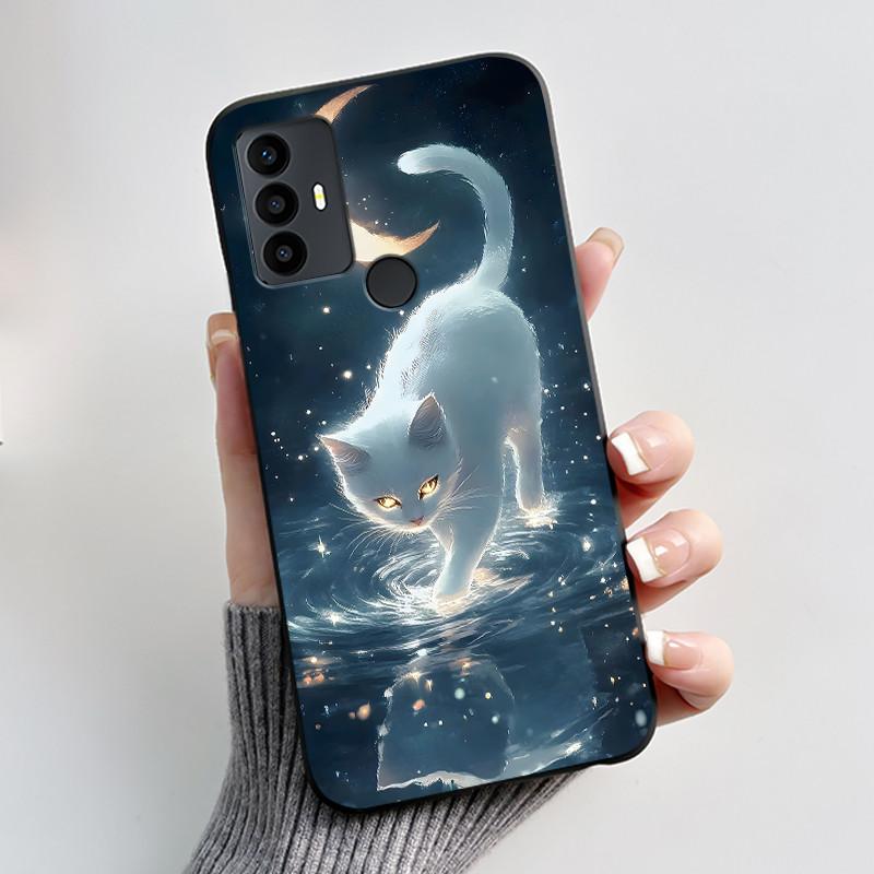 Cute Case For TCL 30 SE Protective Cover For TCL 30E Funda For TCL 306 305 Printing Shell Soft Silicone Cartoon Black Casing