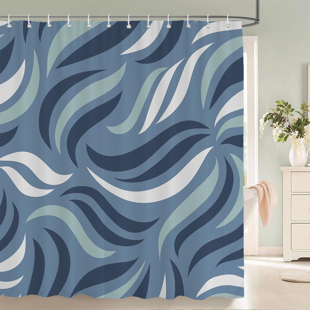 Simple style Flowers and Leaves Printed Shower Curtain Polyester Geometry Waterproof Bathroom Curtain Home Decoration With Hooks