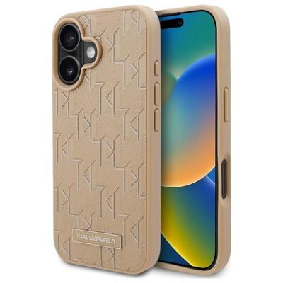 Karl Lagerfeld Klhmp16Spkhporpe Iphone16 6.1 Бежевый/Beige Жесткий чехол Горячее тиснение Magsafe