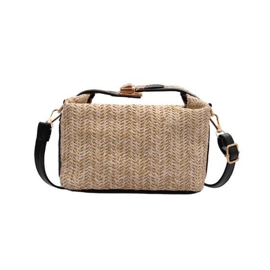 Женская сумка с соломенным плетеным регулируемым ремешком и ручкой, большая вместимость, контрастного цвета, дорожная сумка через плечо, женская сумка на плечо