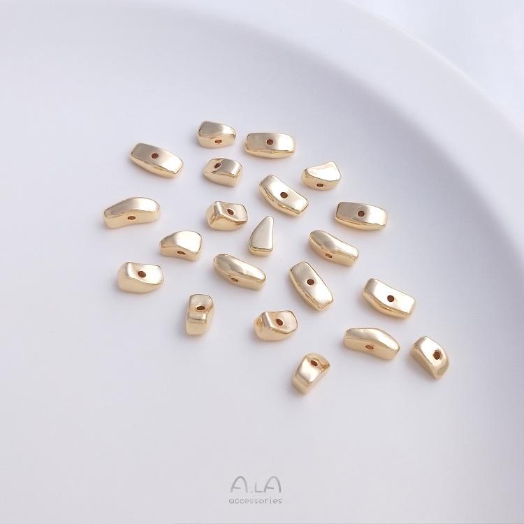 Позолоченные 14К нерегулярные бусины из свободных камней и бусины из золотой фольги для изготовления ювелирных изделий своими руками