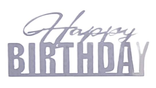 Topper Akrylowy Na Bok Tortu Happy Birthday Srebrny Wz1