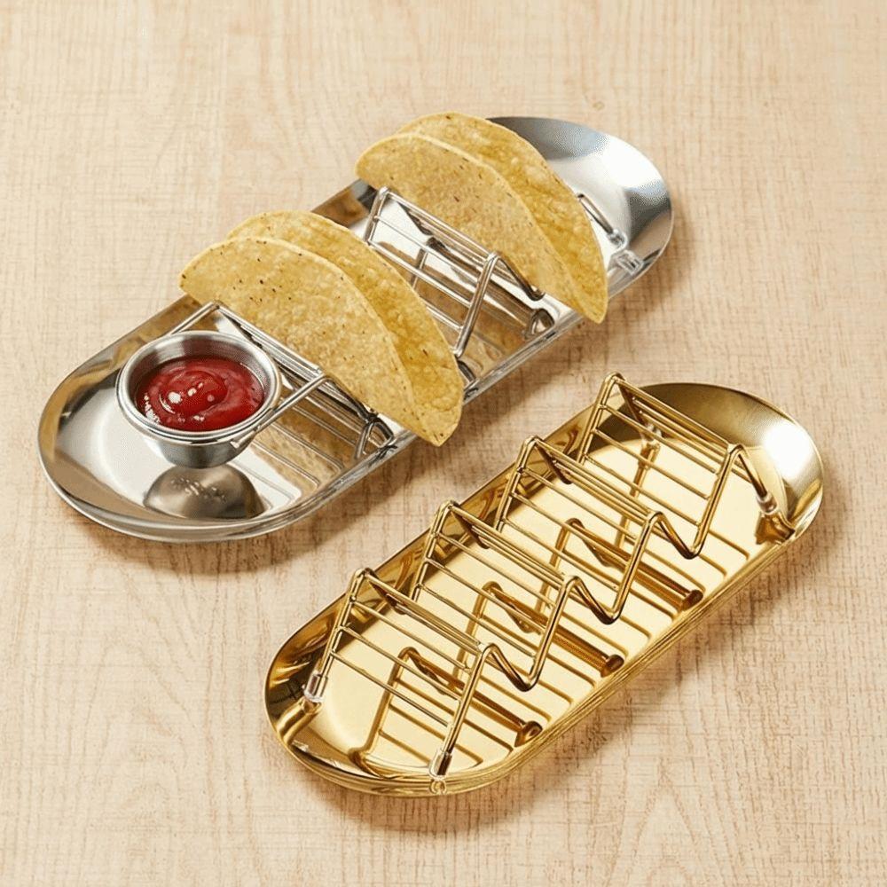 with Sauce Cup Taco Stand with Tray Rust-proof Mexican Roll Rack Pancake Display Tray Restaurant