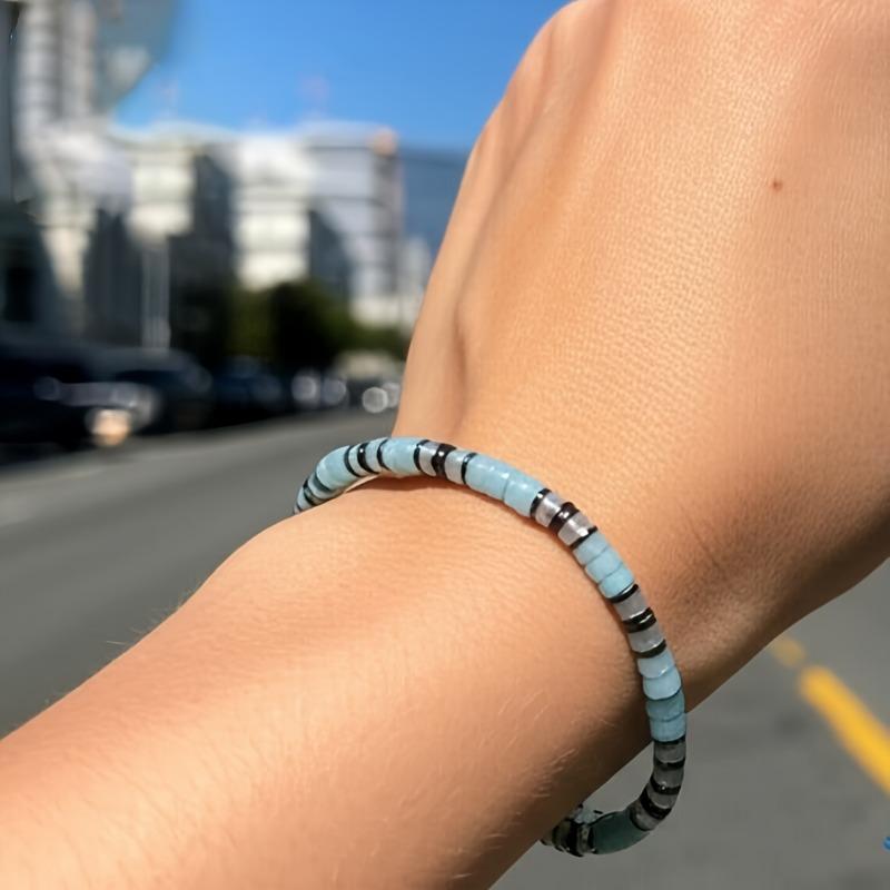 Модный натуральный аквамариновый браслет - Элегантный минималистичный синий драгоценный камень, идеально подходит для повседневных корейских образов