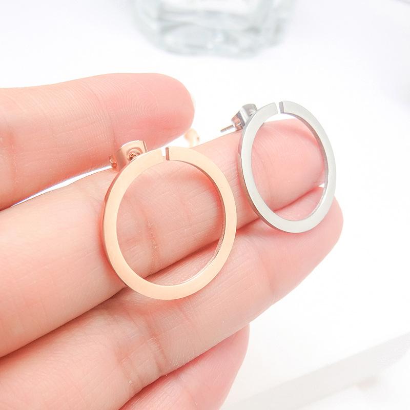 Новые круглые серьги из нержавеющей стали с гальваническим покрытием, французские легкие роскошные серьги в стиле темперамент, модные геометрические серьги для женщин