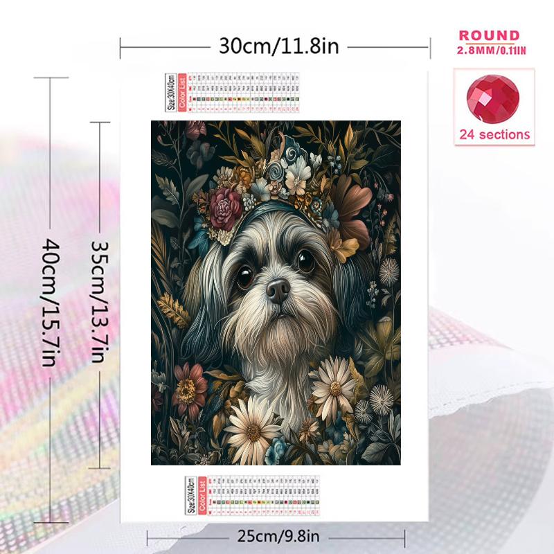 Vintage Shih Tzu Pattern 3pcs 100% Round Full Drill 5D DIY Diamond Painting Embroidery Cross Stitch Rhinestone Décor