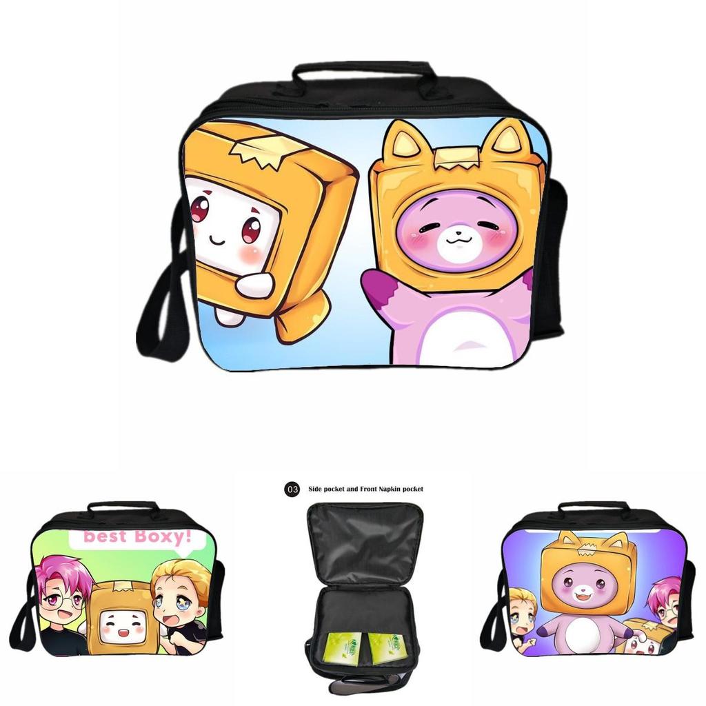 Lankybox Insulated Lunch Box Bag For Kids With Large Capacity And Adjustable Strap For Outdoor Fun