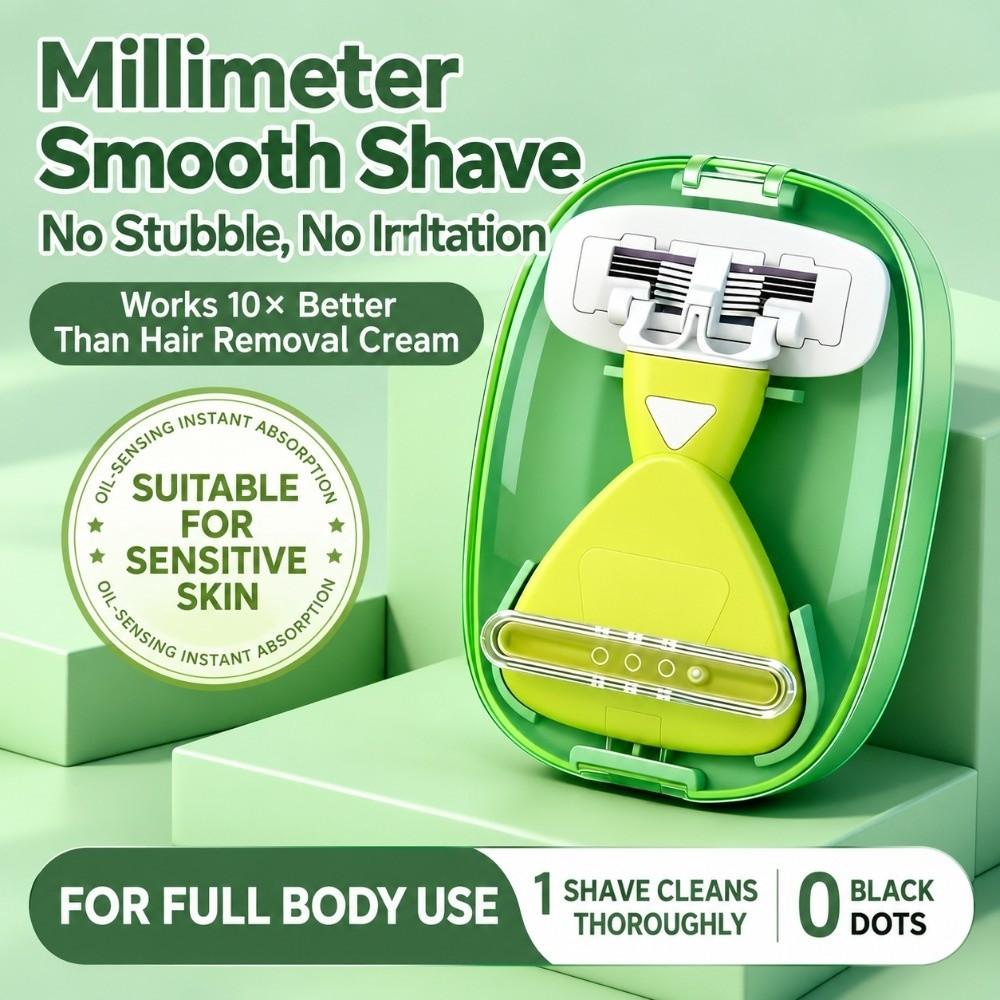 6 Layer Blades Manual Razor With Storage Case Hair Remover New Body Shaver Daily Grooming