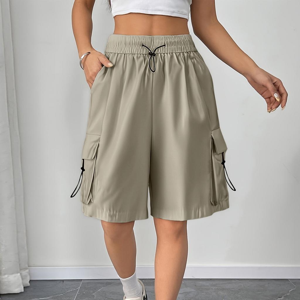 Women's Summer Work Pants Are Loose Comfortable Casual Fashionable With Multiple Pockets And Solid Color Shorts
