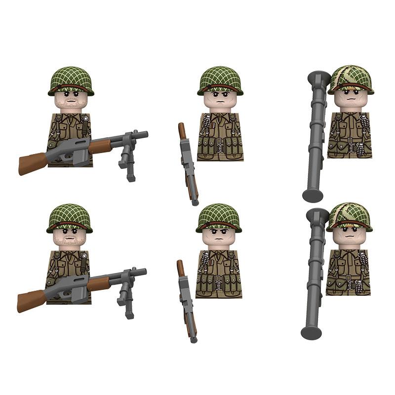 Военная фигурка солдата Строительные блоки Британская армия США Французская армия Оружие 101-я воздушно-десантная дивизия Офицер Пехота M1 Игрушки Подарки D126