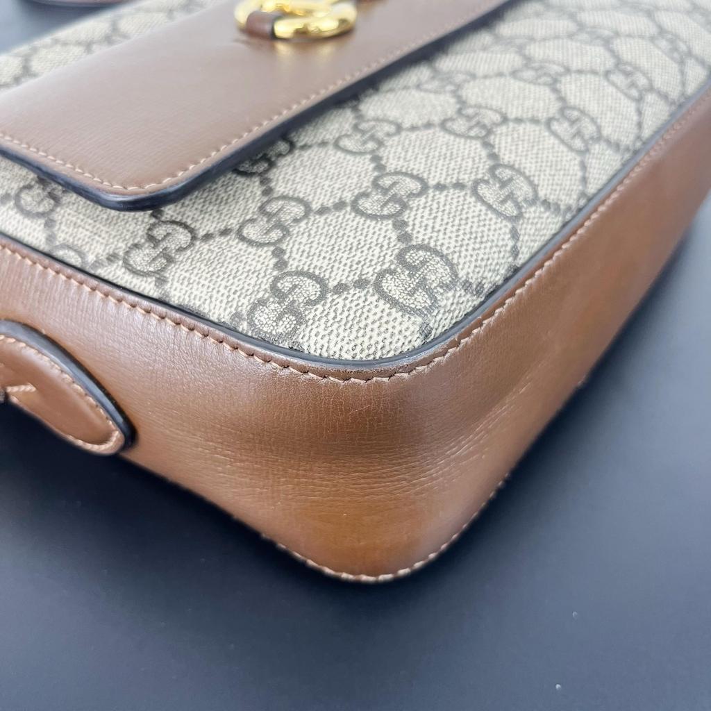 [Pre-Owned] Gucci Horsebit 1955 Small Shoulder Bag 'Beige/Ebony' - Excellent #88VANG