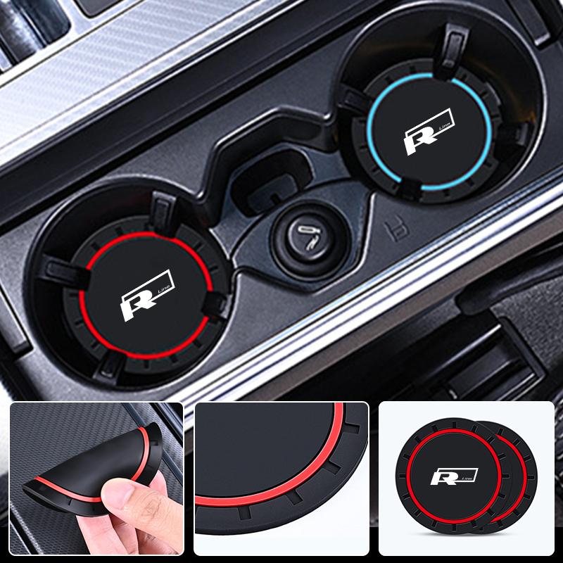 DOG1 2PCS Available in Multiple Colors Silicone material Water Coaster For VW R Tiguan CC Jetta Polo Golf Passat Touareg T-ROC