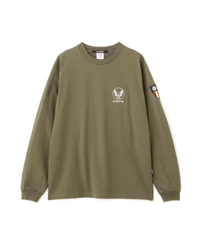 AVIREX EMB T-SHIRT с длинным рукавом 'ЛЕТЯЩИЙ ТИГР' оливковый