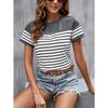 Trendy Women's Round Neck T-Shirt Summer Outdoor Fashion Short Sleeve Tops OverSize Loose Women's Clothing Striped Printed Style