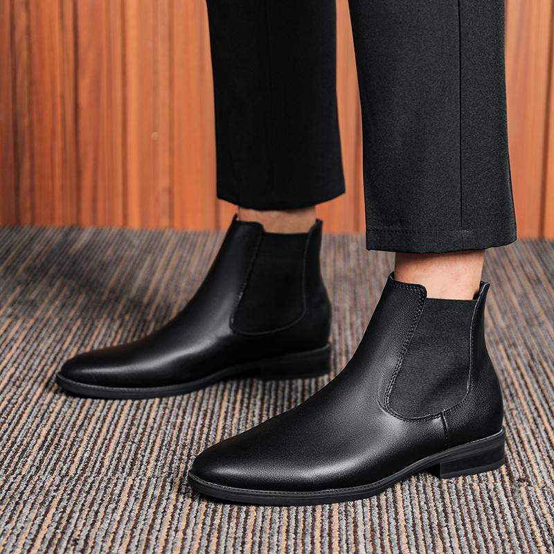 Мужские кожаные ботинки ручной работы, высококачественные повседневные ботинки для мужчин, ботинки челси, зимние новые высокие формальные мужские ботинки, деловая обувь