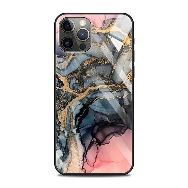 Чехол из закаленного стекла для Iphone 12 11 Pro Max 14 13 12 Mini Fundas X Xr Xs Max 8 7 6s Plus, чехол Fundas Colorfull Marble