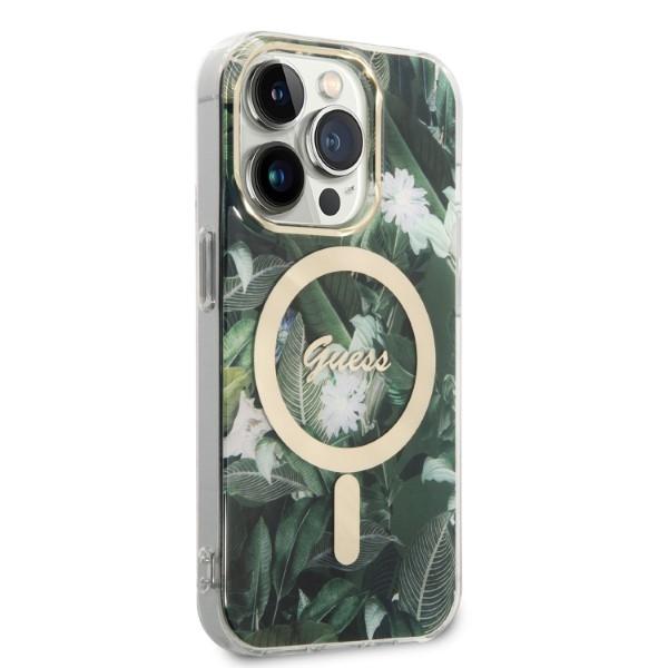 Etui do iPhone 14 Pro Max Guess Jungle MagSafe Zielone