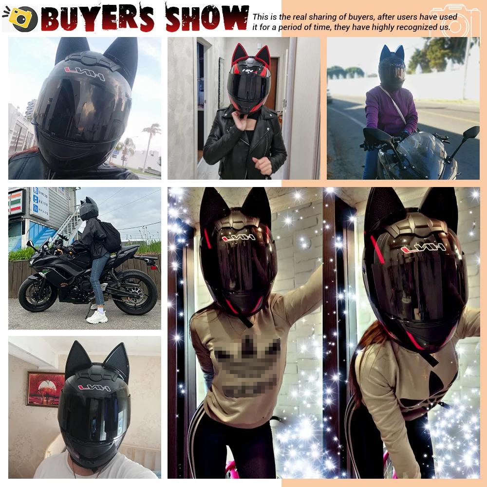 HNJ Мотоциклетный шлем Casco Moto Шлем для бездорожья Съемные кошачьи ушки Четыре сезона Дышащий Мотокросс Мотоциклетный шлем Мужской Женский