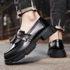 Black Men's Loafers Fashionable Tassel Design Style Party Outdoor Wedding Leisure Business Walking Men's Thick Soled Shoes