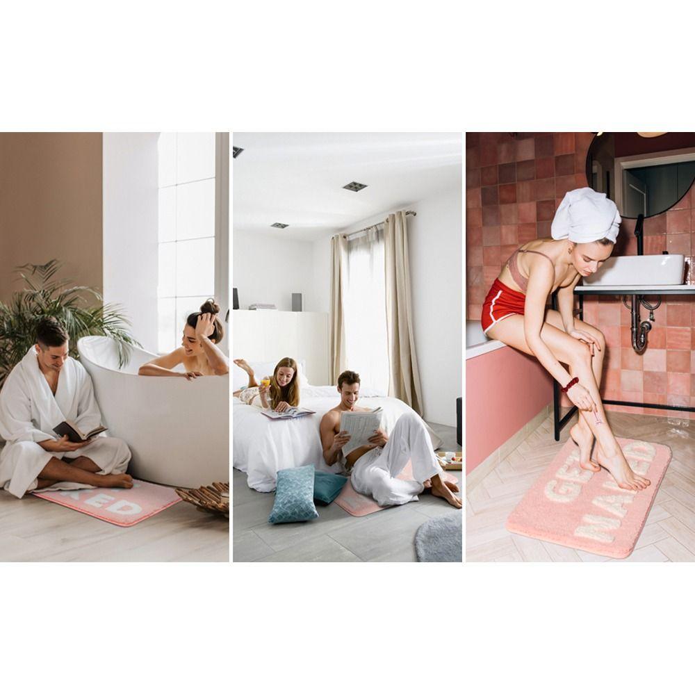 Раздеться Коврики для ванной комнаты Розовый и белый напольный ковер Забавный коврик для ванной Ванна Душ Спальня