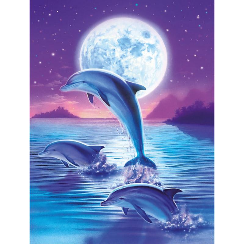 DIY Dolphin 5D Diamond Painting Full Round/Round Drill Animal Embroidery Cross Stitch Rhinestone Home Decor Christms Gift