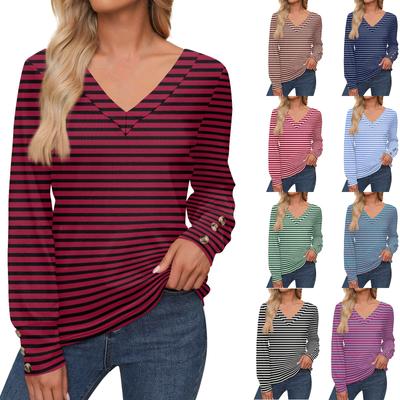 Женские топы с цветочным принтом, рубашка с длинным рукавом и V-образным вырезом, повседневная свободная футболка, осенняя одежда