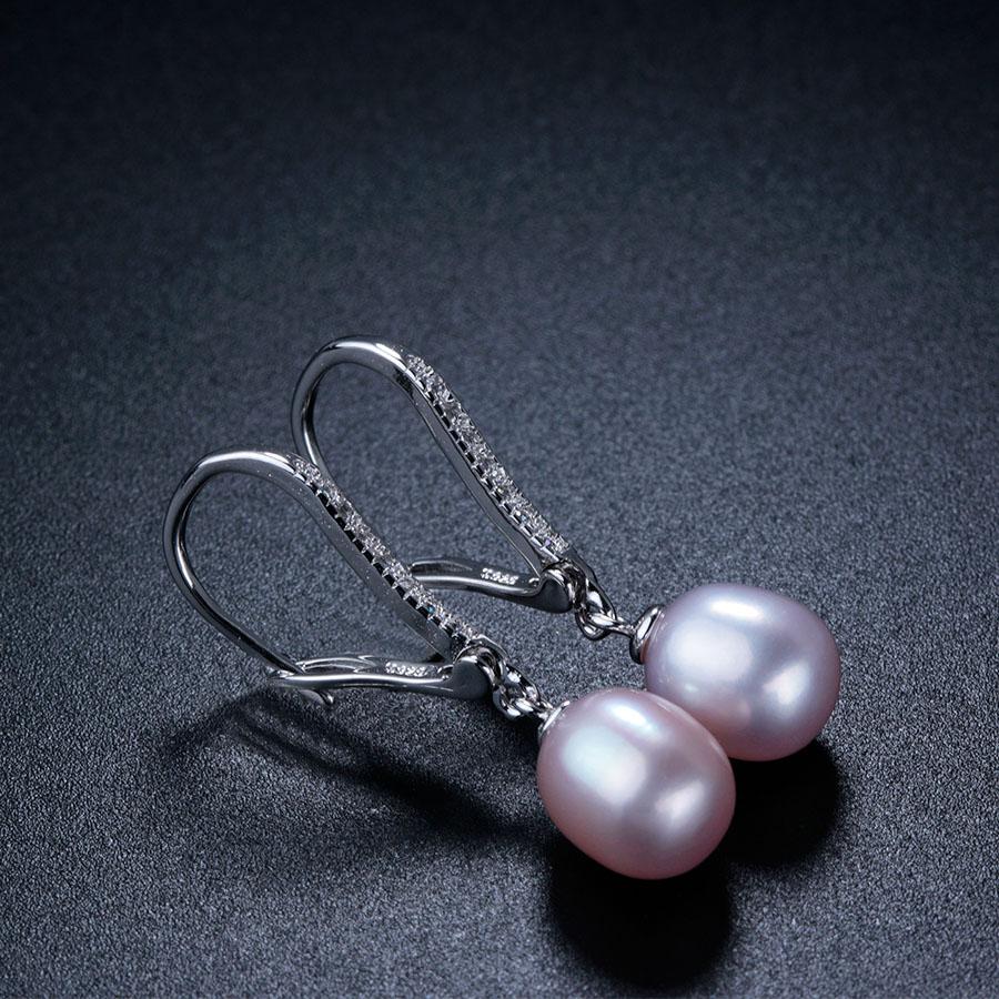 925 Sterling Silver Drop Earrings for Women Fashion Zircon Dangle Earrings Natural Freshwater Pearl Jewelry