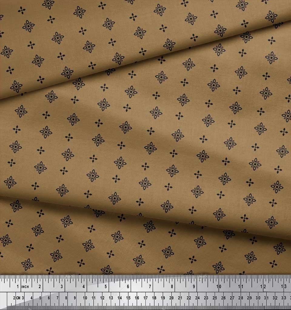 Soimoi Japan Crepe Satin Fabric Black Small Motif Shirting Printed Craft Fabric by the Metre 42 Inch
