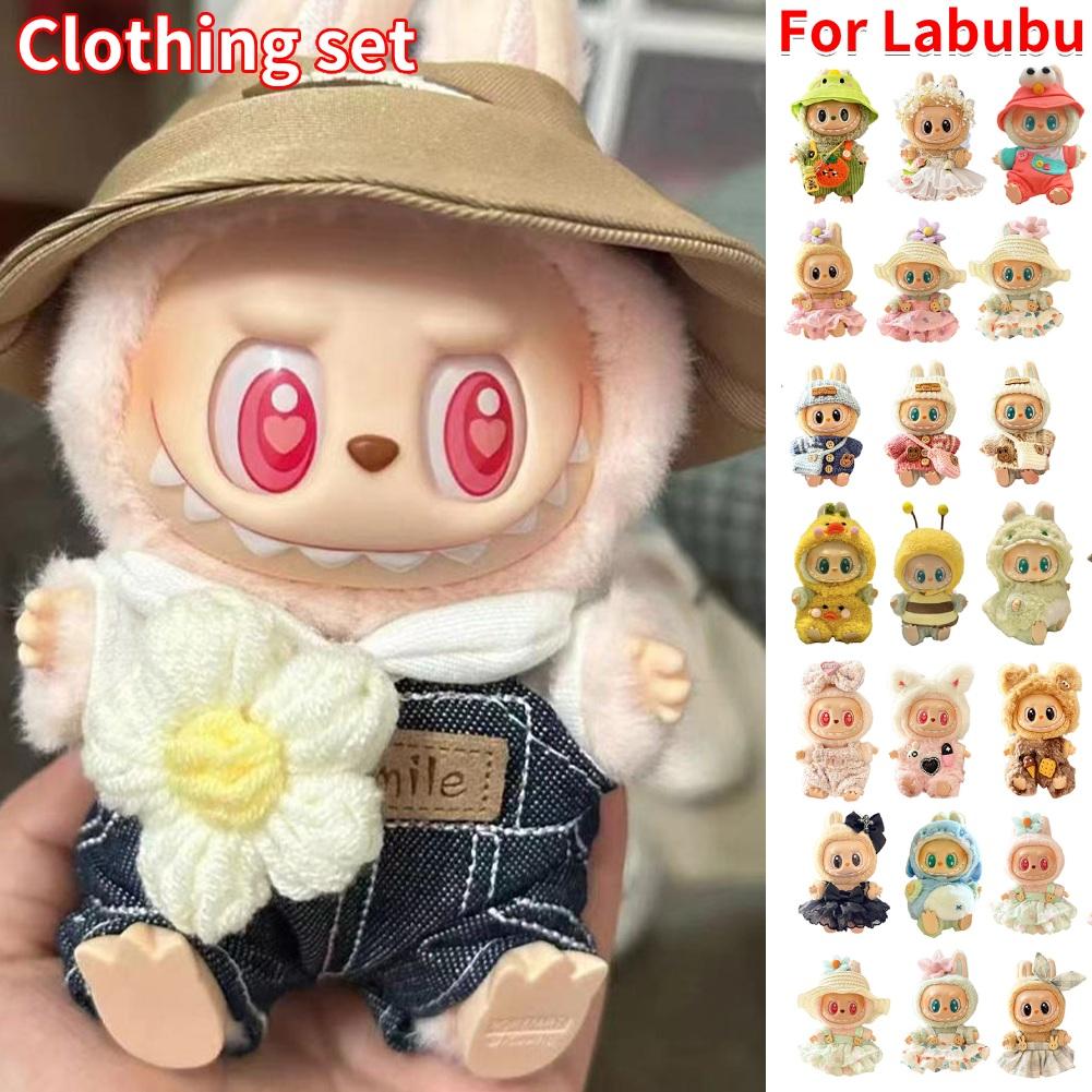 15-17 см для Labubu V1v2 Одежда Наряд для Labubu Сидящий Вечеринка Медведь Лейбл Шарф Шапка Сумка Аксессуары для кукол Милое украшение
