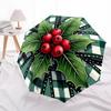 1pc Holly Berries Automatic Open/Close Umbrella, Portable Folding Umbrella, Compact Travel Umbrella for099