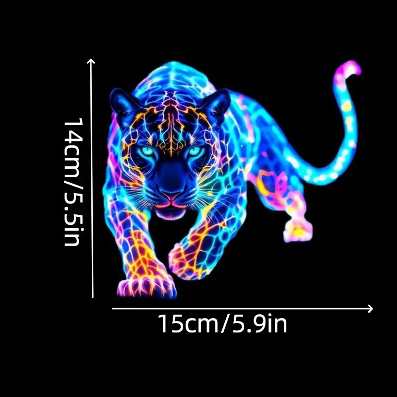 Vibrant Neon Leopard Motorcycle Decals Waterproof Sunproof Stickers for Scooter Fuel Tank Laptop Car Window DIY Decor
