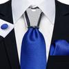 Formal White Necktie Set for Men Silver Ring Striped Silk Woven Ties Hanky Cufflinks for Wedding