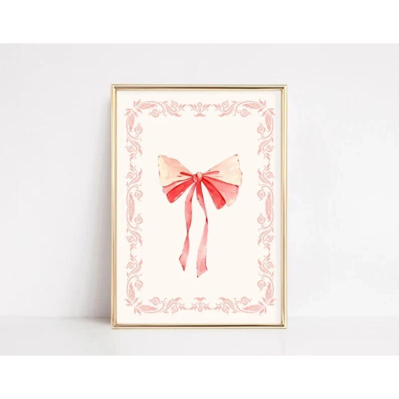 Modern Minimalist Coquette Bow Wall Art Poster Trendy Fashion Aesthetic Girl Poster Dorm Room Bedroom Living Room Home Decor