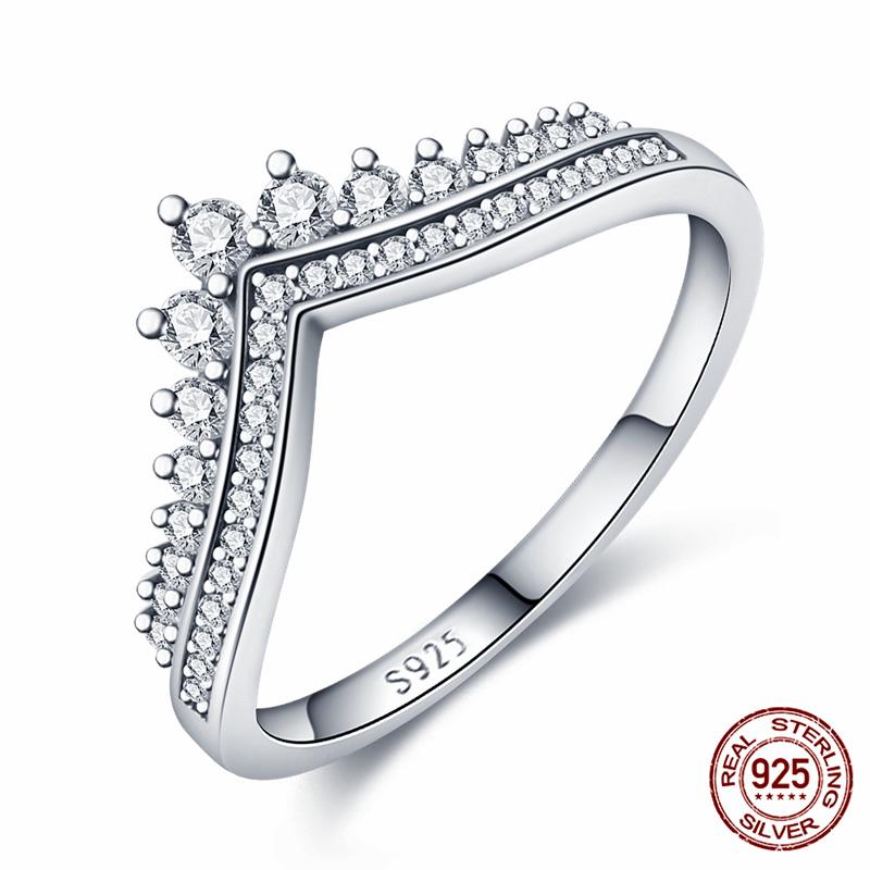 Абсолютно новое 100% подлинное 925 серебряное женское кольцо оригинальное сердце корона розовое золото кристалл обручальное кольцо годовщина свадьбы ювелирное изделие