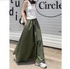 Retro Niche Green Elastic Waist Half Skirt for Women In Summer, High Waist Slimming and Large Umbrella Skirt