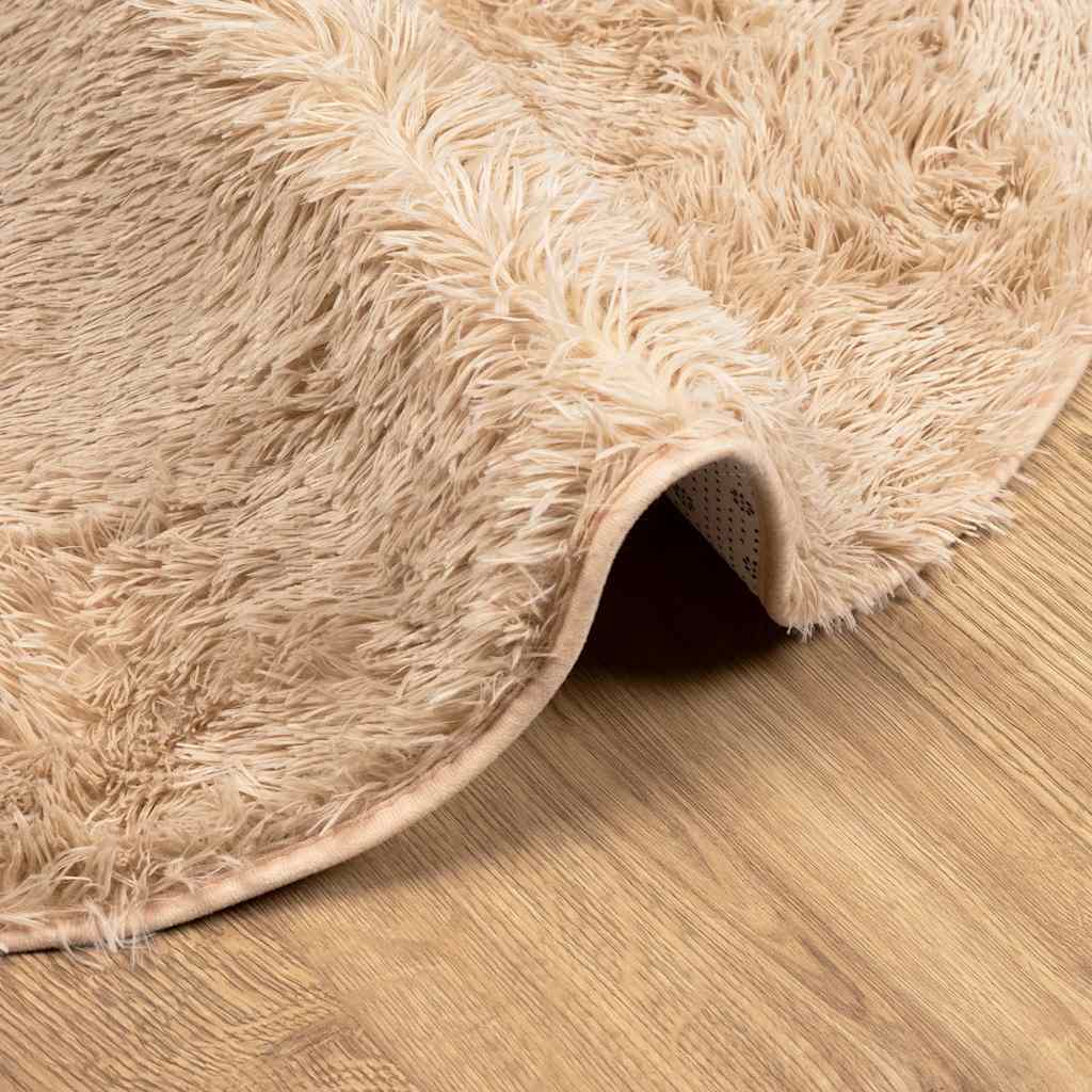 Shaggy High Pile Rug NAVARRA Beige 100x100 cm Polyester