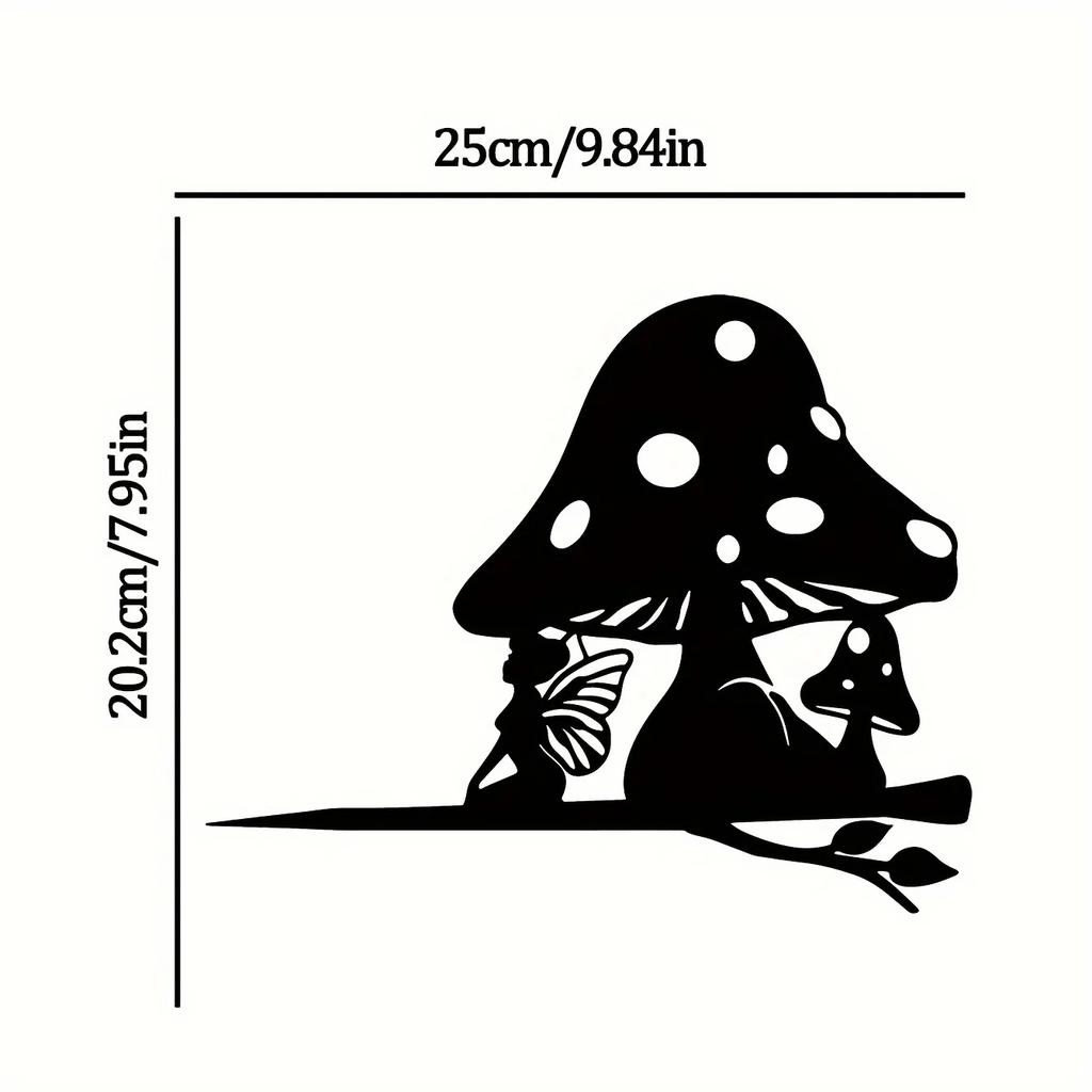 Очаровательное Металлическое Настенное Искусство Эльфа-Гриба - Железный Силуэтный Садовый Колышек для Наружного Домашнего Декора, Двора, Патио и Сада