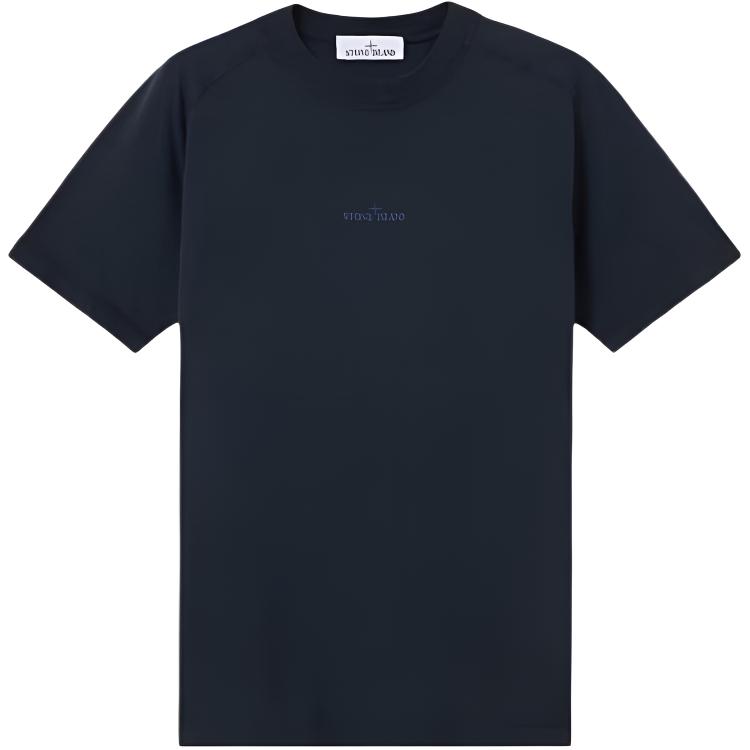 STONE ISLAND Мужская футболка с коротким рукавом и круглым вырезом, светоотражающим логотипом, Ss25, топы, темно-синий, K1S1521000-20S0080-V0020