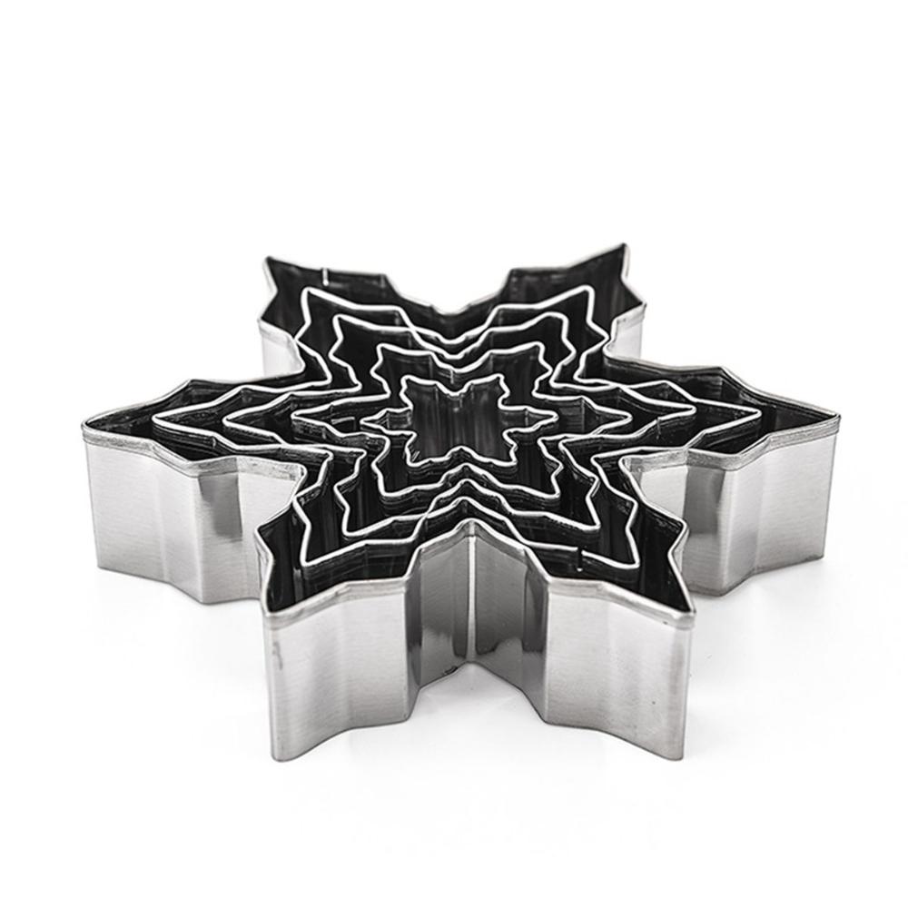 Claus Stainless Steel Snowflake DIY Christmas Decor Biscuit Mold Baking Tools Cookie Cutters Set