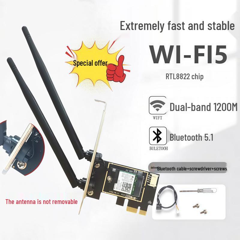 MT7922 WiFi 6E Трехдиапазонная беспроводная сетевая карта PCIe 5374 Мбит/с с Bluetooth 5.3 для настольных компьютеров