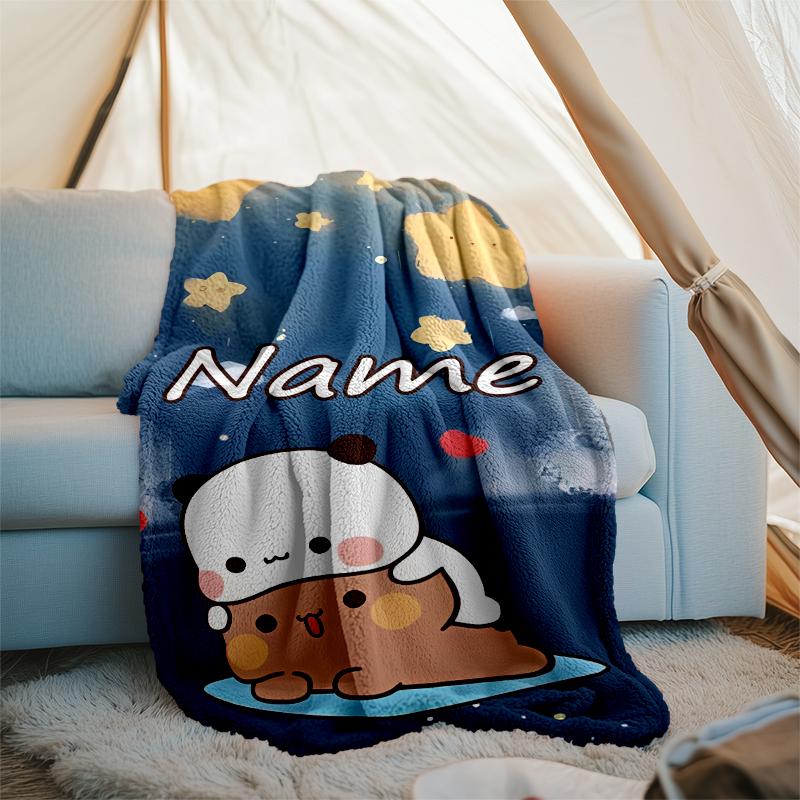 Personalized Custom Name Blanket - Bubu and Dudu Print Design,Blanket for Sofa,Bed,Travel,Camping - Soft and Warm, Great Gift