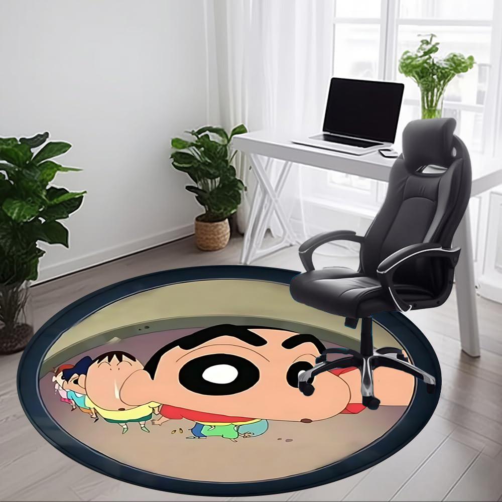 1pc Crayon Shin-chan Characters Office Round Area Rug, Under Office Chairs Bedroom Living Room Home Decor, Room Decoa1022169