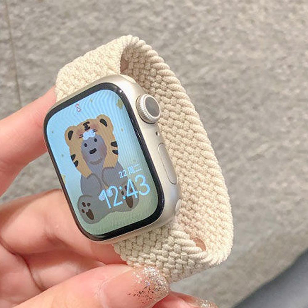 Плетеный ремешок Solo для Apple Watch Band 44 мм, 40 мм, 45 мм, 41 мм, 49 мм, 42 мм, 38 мм, эластичный браслет iWatch series 7, 3 SE, 6, 8, ультра-ремешок