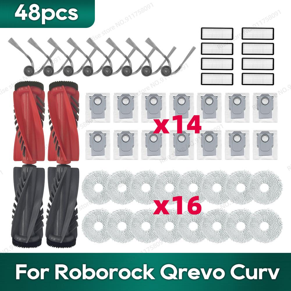Compatible for Roborock Qrevo Curv / Edge Accessories Hepa Filter Rag Dust Bag Replacement Parts