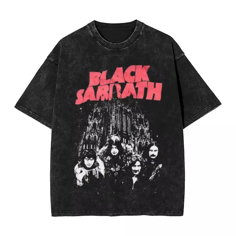 Black Sabbathes Metal Music Washed T Shirts Hip Hop Band Men Women T Shirt Oversize Streetwear Cotton Graphic Tops Tees