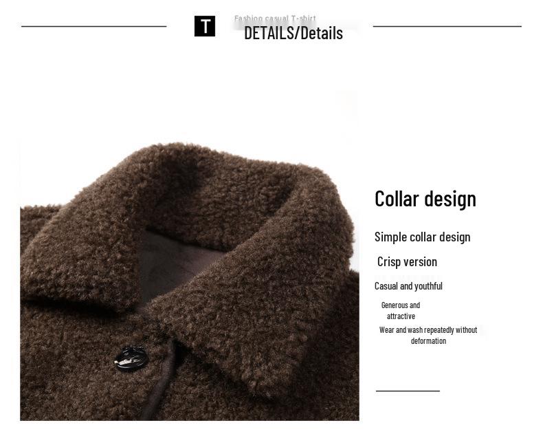 Double-sided Men's Shearling Coat - Winter Casual Single-Breasted Fleece Jacket for Middle-aged and Young Men