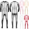 Men's Sheer Mesh Full Body Stockings Pantyhose Stretchy Footed Tights Leggings Bodysuit