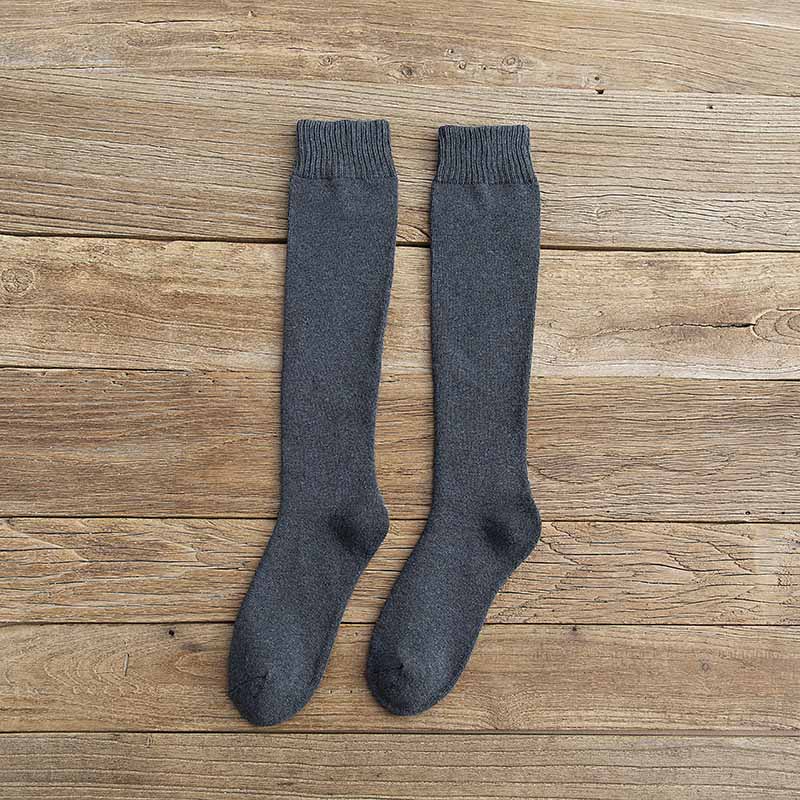 3 Pars Men's Winter Thick Warm Knee-High Cotton Socks - High-Quality Long Black Casual Fashion Socks for Cold Weather