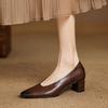 Мода 2025 Новая Мода Ретро Женские Туфли-Лодочки Обувь Массивный Высокий Каблук Весна Элегантное Лето Круглый Носок Повседневная Обувь Женщина Черный Размер 34-40