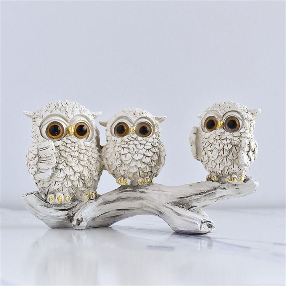 Креативное украшение в виде совы, смола, миниатюрная фигурка, скульптура, микро-ландшафт, статуэтка животного, шкаф
